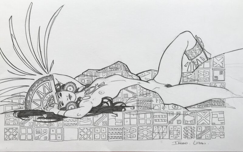 Femme allongée par Ingrid Liman - Illustration originale
