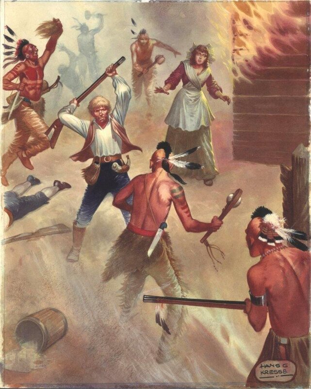 Indian Attack by Hans Kresse - Original Illustration