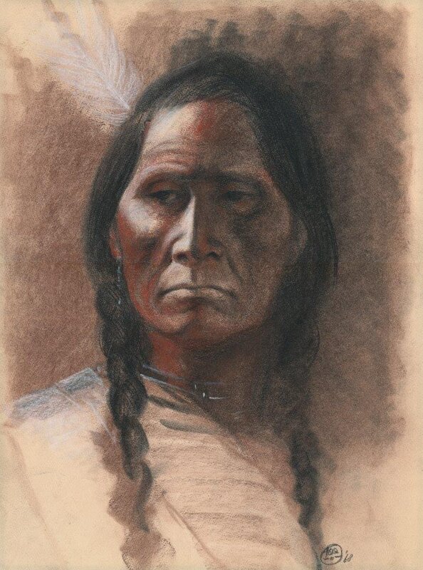 Hans Kresse, Portret of an indian - Original Illustration