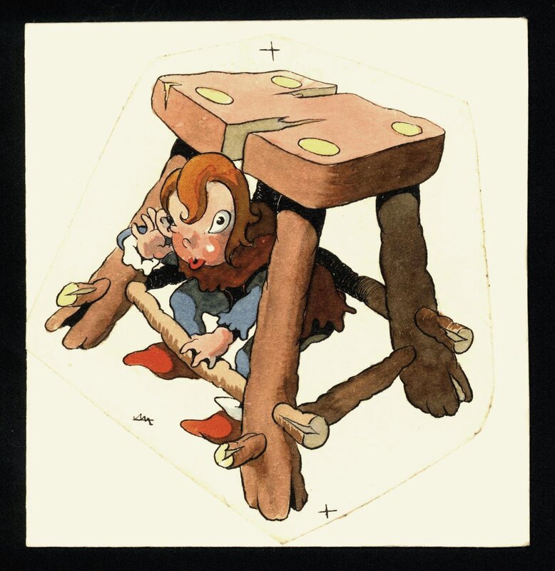 Edmond-François Calvo, Le petit Poucet - planche de titre - Original Illustration