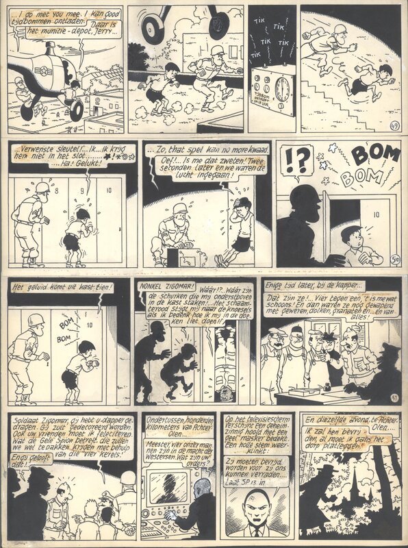 Bob De Moor, Johan et Stephane / Snoe en Snolleke - l'Espion Jaune / De Gele Spion - planche 13 - Comic Strip