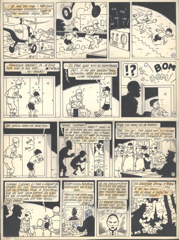 Bob De Moor, Johan et Stephane / Snoe en Snolleke - l'Espion Jaune / De Gele Spion - planche 13 - Planche originale