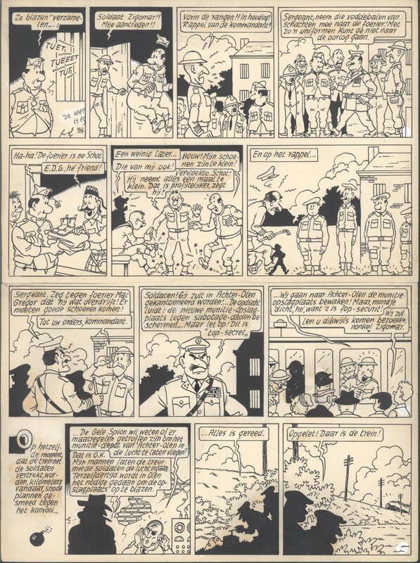 Bob De Moor, Johan et Stephane / Snoe en Snolleke - l'Espion Jaune / De Gele Spion - planche 6 - Planche originale