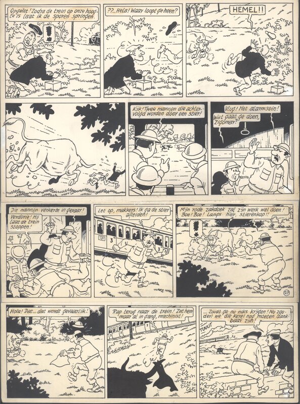 Bob De Moor, Johan et Stephane / Snoe en Snolleke - l'Espion Jaune / De Gele Spion - Planche 7 - Planche originale