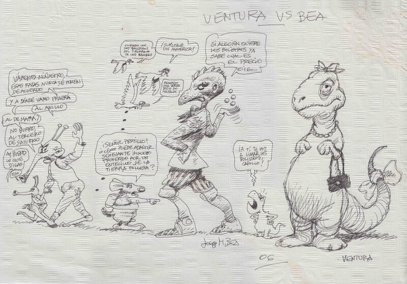 Enrique Ventura, Josep M. Beá, Ventura vs Bea sur la nappe une nuit de 2006 à Madrid. - Original art