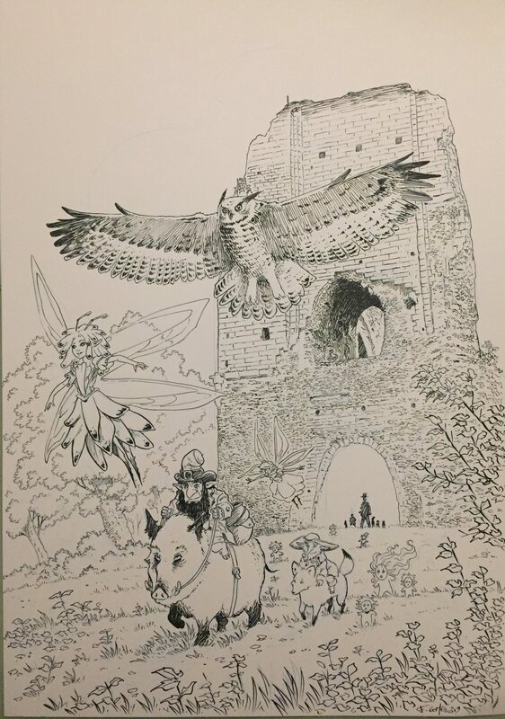 En vente - François Gomès, Affiche festival bd Brionne - Illustration originale