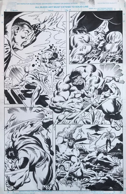 Claudio Castellini, The Defenders - Hulk, Docteur Strange, Surfer d'argent et Namor - Planche originale