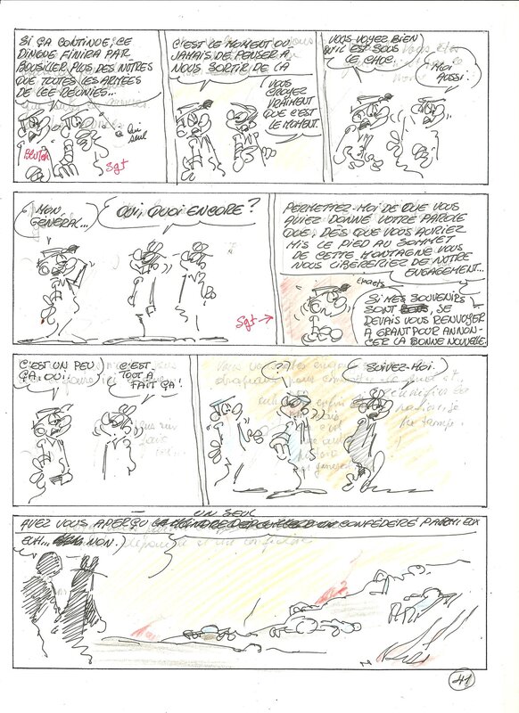 Raoul Cauvin, Les bleus dans le brouillard albun numero 52 - Original art