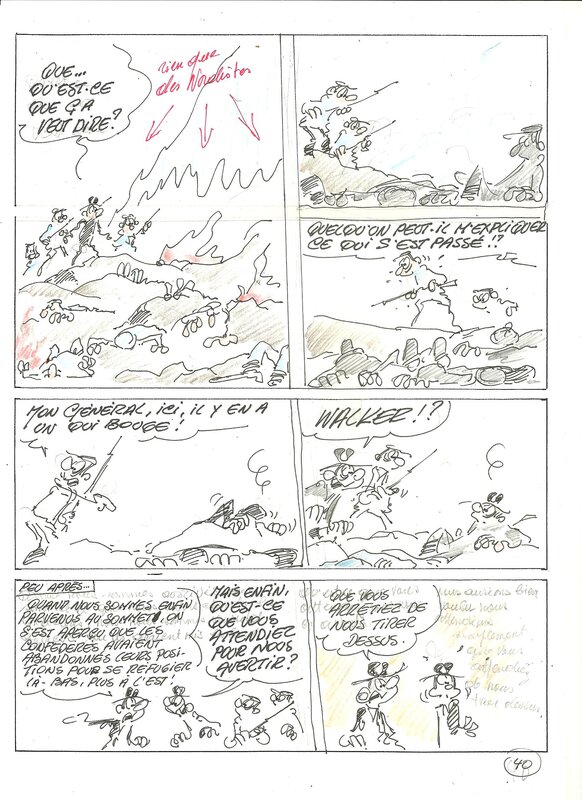 Raoul Cauvin, Les bleus dans le brouillard albun numero 52 - Original art