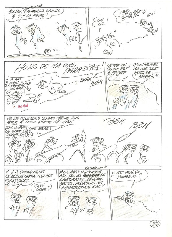 Raoul Cauvin, Les bleus dans le brouillard albun numero 52 - Original art