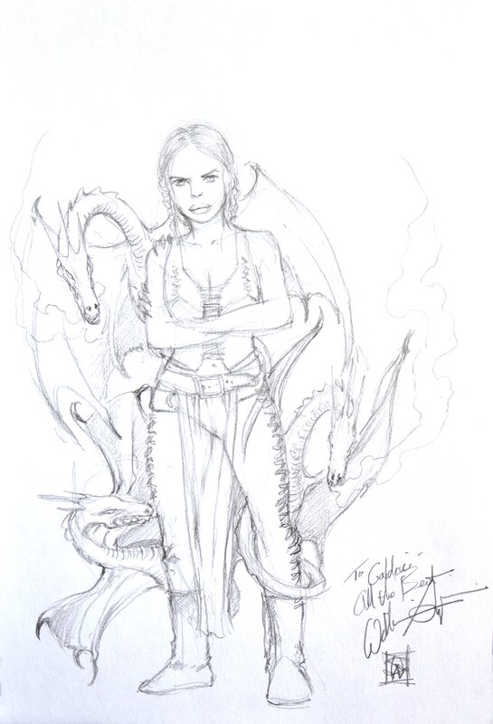 Will Simpson, Daenerys et ses bébés dragons - Illustration originale