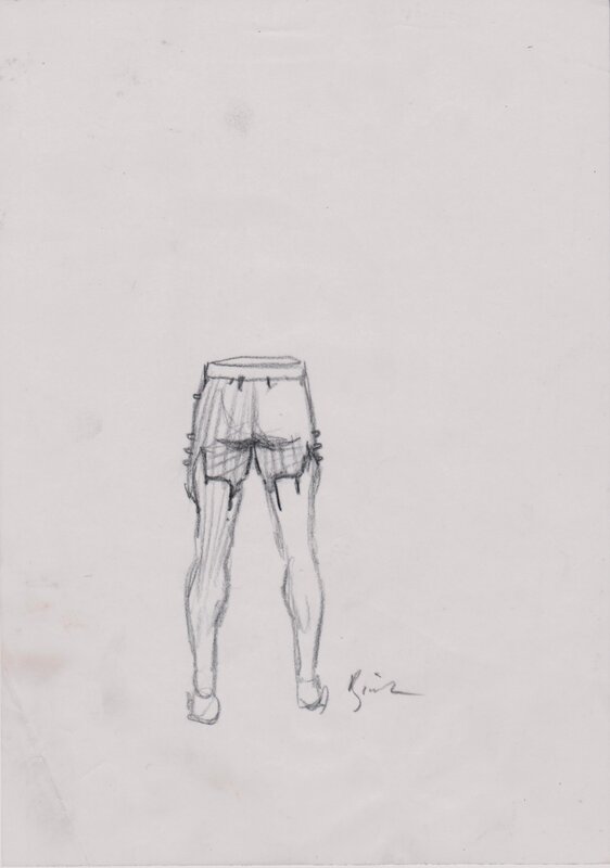 Mystérieuses jambes - Dessin préliminaire de Enki Bilal - Œuvre originale