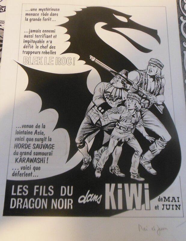 Illustration ANNONCENT LES FILS DU DRAGON NOIR DANS KIWI PAR JEAN YVES MITTON AVEC CALQUE COULEURS - Original Illustration