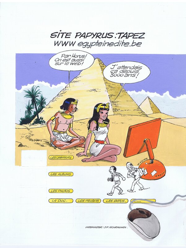 Lucien De Gieter, Papyrus - original color drawing for website - Planche originale