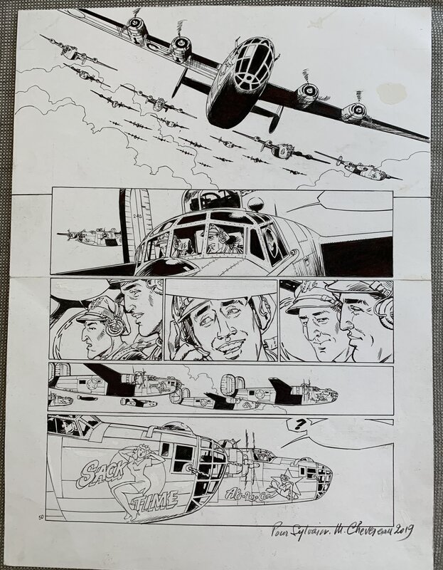 La pin up du B 24 par Michel Chevereau - Planche originale