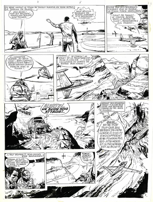 Jijé, Tanguy et Laverdure . Les Espions des Sables . - Planche originale