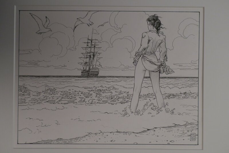 Milo Manara, El GAUCHO - MOLLY IN RIVA AL MARE - Original Illustration