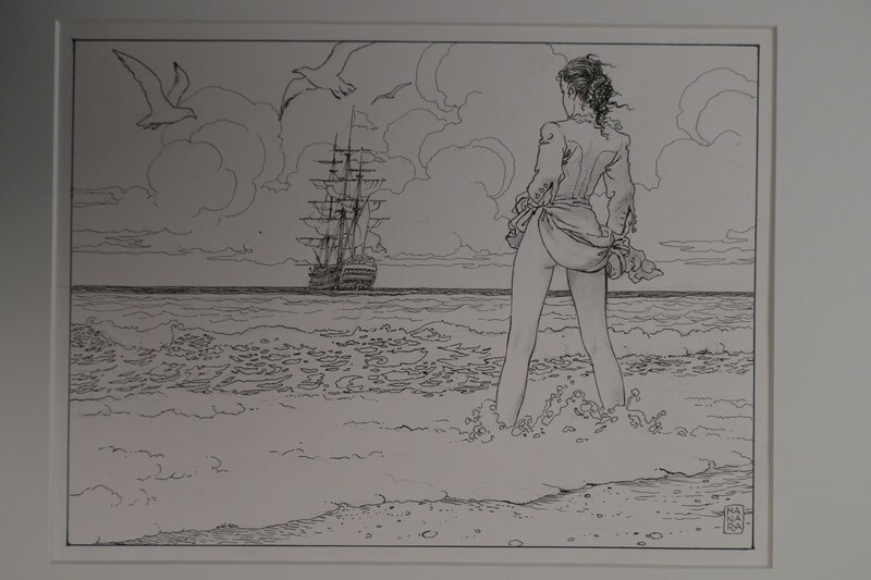 Milo Manara, El GAUCHO - MOLLY IN RIVA AL MARE - Illustration originale