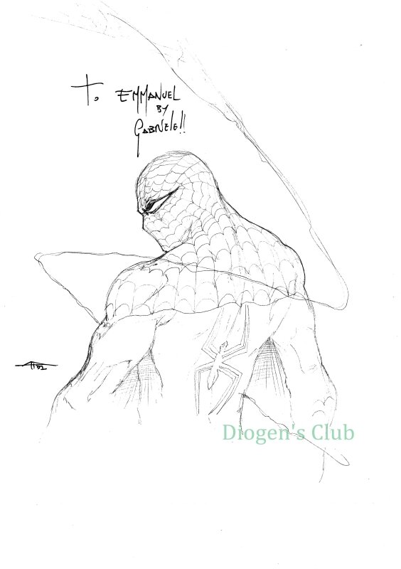 Spider-Man sketch par Gabriele Dell'Otto - Dédicace