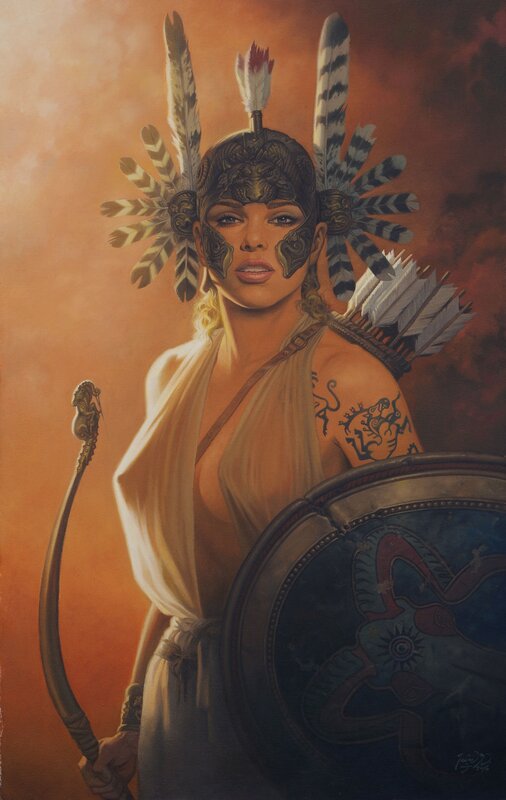 For sale - Archère au bouclier by François Miville-Deschênes - Original Illustration