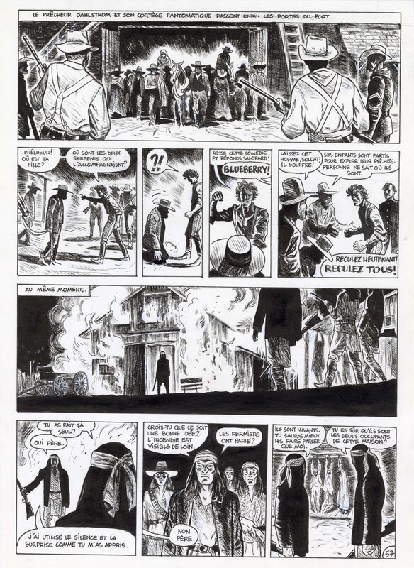 Christophe Blain, Jean-Michel Charlier, Jean Giraud, Joann Sfar, 2019 - Blueberry : Amertume apache - Planche originale