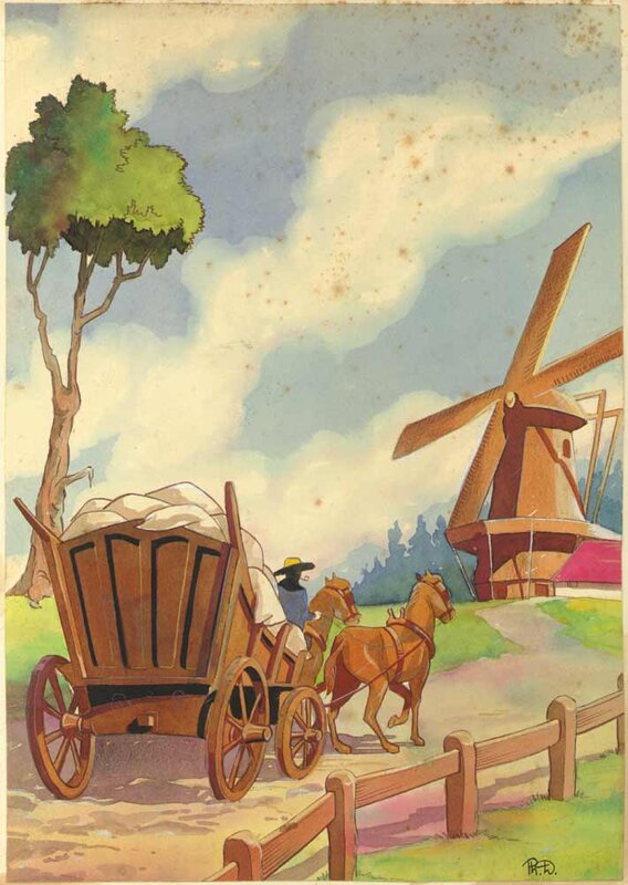 Marten Toonder, Vader Dirk en Moeder Dina - Original Illustration