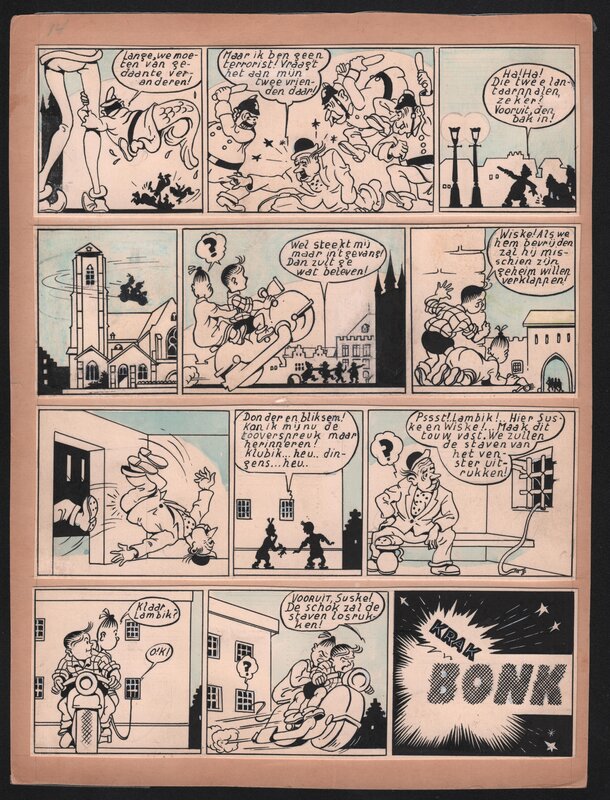 Willy Vandersteen, Bob et Bobette / Suske en Wiske V6 - De Zwarte Madam - Planche originale