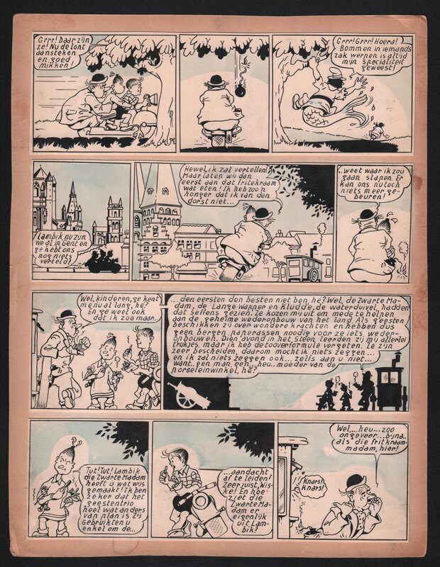 Willy Vandersteen, Bob et Bobette / Suske en Wiske V6 - De Zwarte Madam - Planche originale