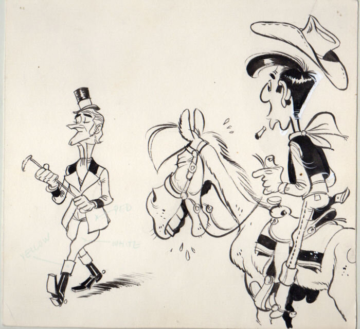 Morris, Lucky Luke, Le Pied Tendre. Couverture revue Allemande Zack. - Original Illustration