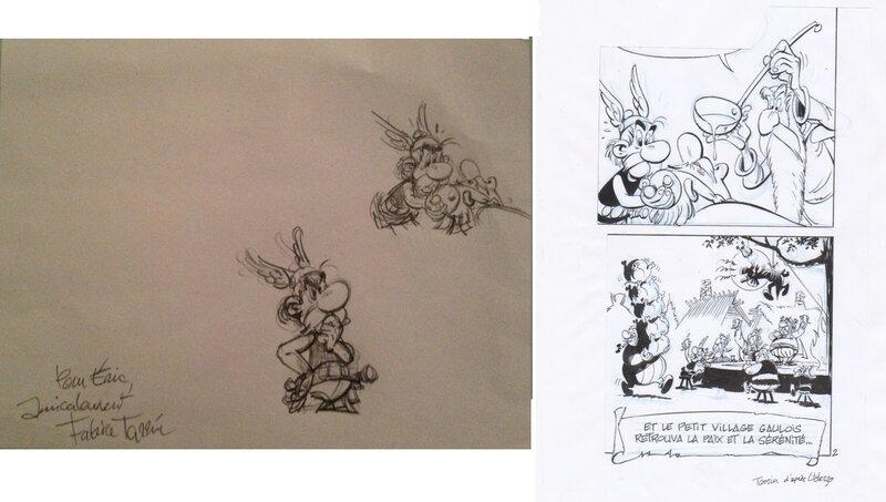Fabrice Tarrin, Albert Uderzo, Crayonnés d'Astérix et essais de cases par Fabrice Tarrin - Original art