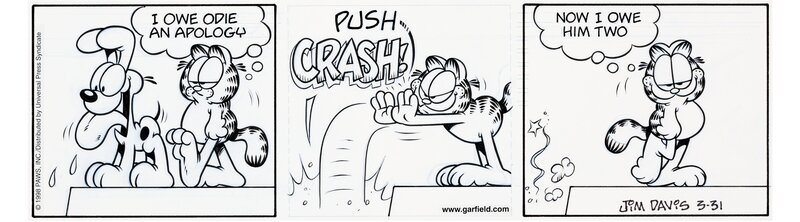 Jim Davis, Strip Garfield 3/31/1998 - Planche originale