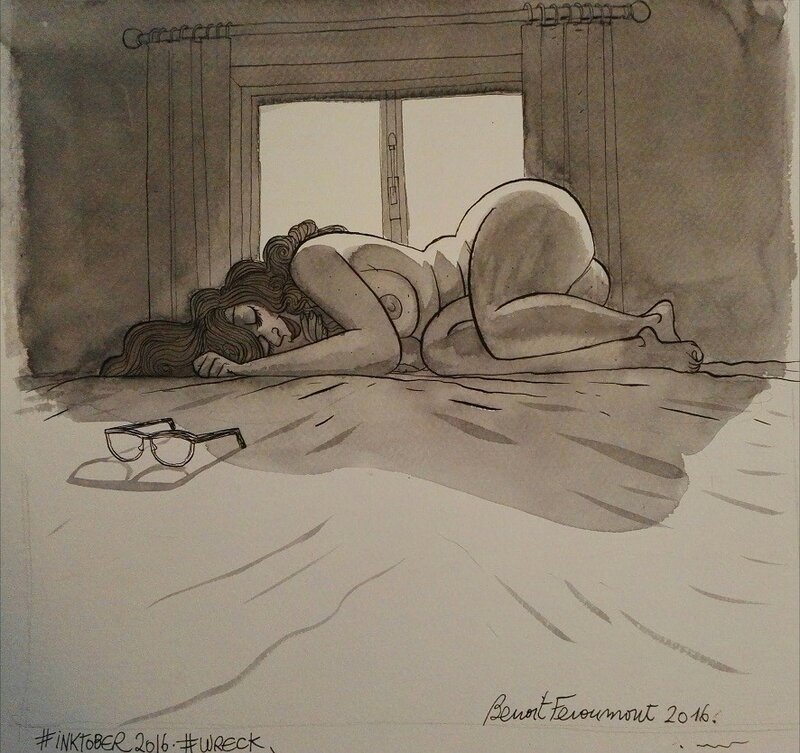 La sieste by Benoît Feroumont - Original Illustration