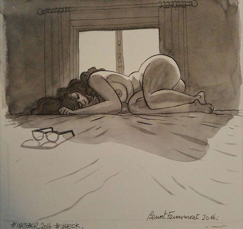 La sieste par Benoît Feroumont - Illustration originale