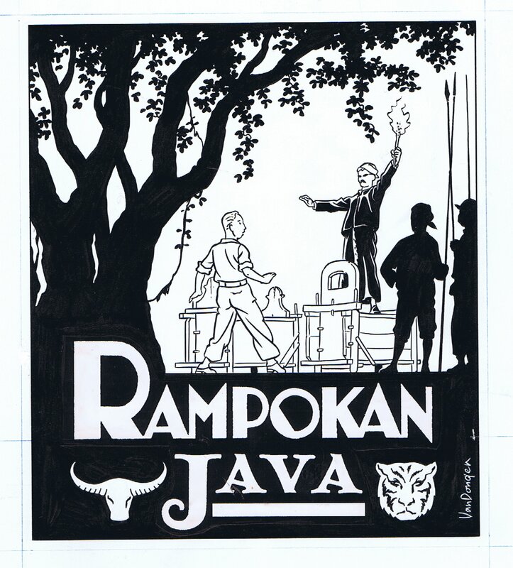 Peter Van Dongen, Rampokan - origineel voor Ex-lbris B-Gevaar - Original Illustration