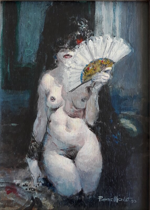 Femme à l'éventail par Antonio Parras - Illustration originale