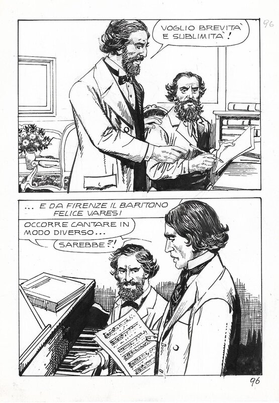 Francesco Pescador, Giuseppe Verdi - La vita, gli amori, le opere, planche 96 - ALBI NUOVI Tuttostoria (casa editrice Geis) - Planche originale