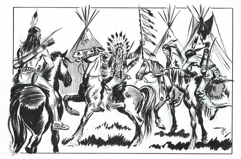 Maxime Roubinet, Illustration pour un épisode de Loup solitaire le dernier des Natchez, parution dans Zorro n°92 - Original Illustration