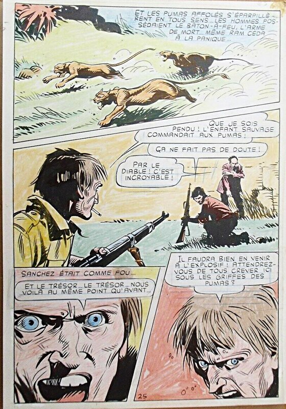 Ferdinando Tacconi, Les aventuriers de l'or, planche 25 (avec son calque de couleur) - Yataca n°19 (Mon journal) - Comic Strip