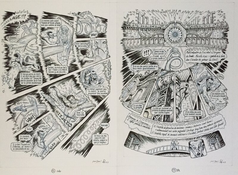 Dahan, Psycho-Investigateur, partie 4, L’Héritage de l’homme siècle, Diptyque p 16-17, 2017. - Planche originale