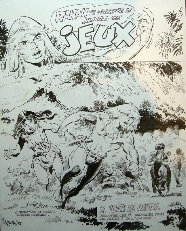 Rahan Page Jeux par André Chéret - Planche originale