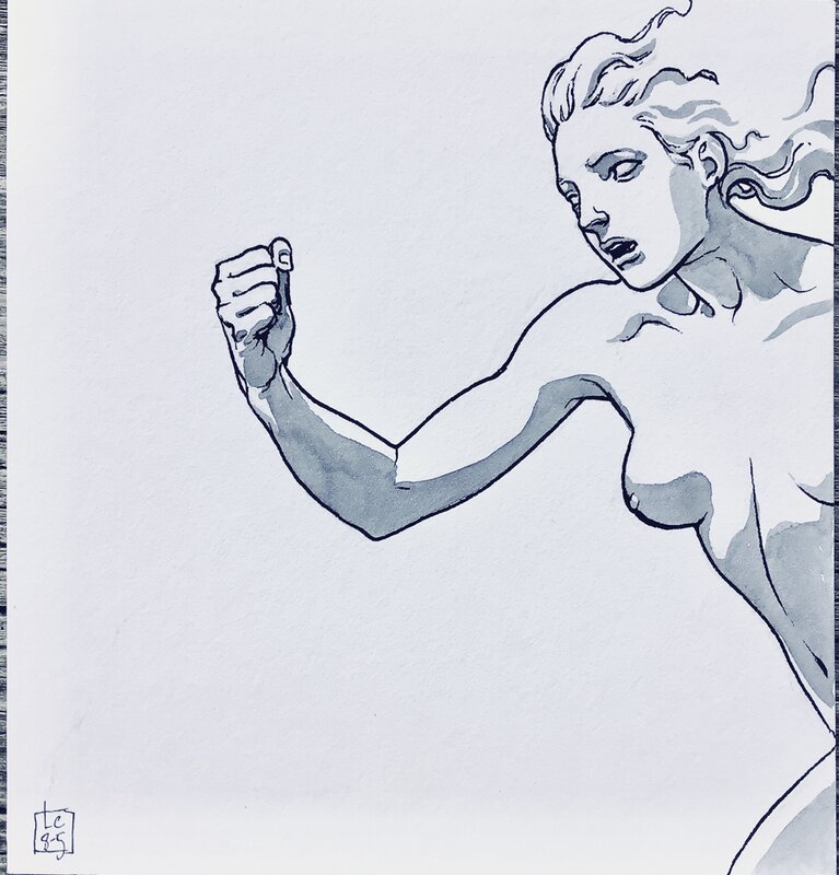 Femme au poing levé by Luigi Critone - Original Illustration