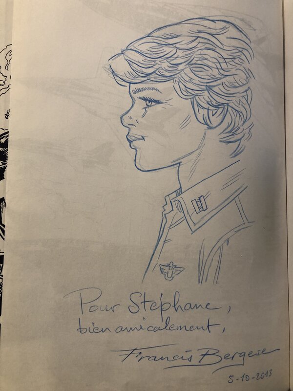 Dédicace de Bergèse pour Buck Danny - Dédicace