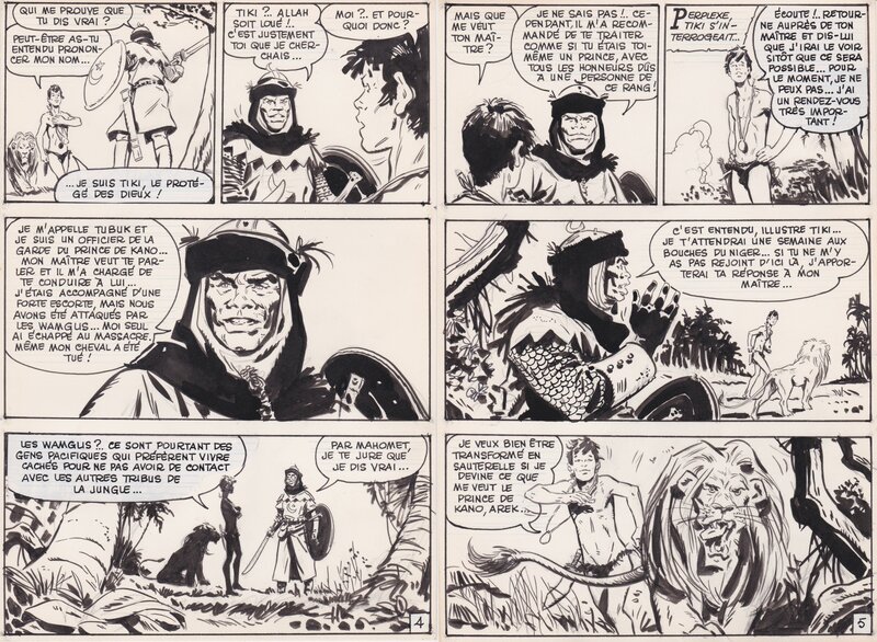 Stelio Fenzo, Hugo Pratt, Giancarlo Ottani, Loredana D'Este, Double planche de Tiki - Planche originale