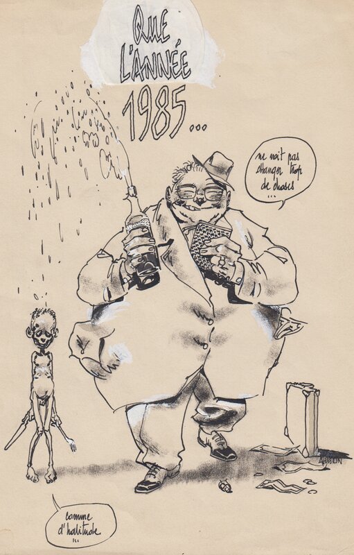 Bonne Année 1985 by Al Severin - Original Illustration