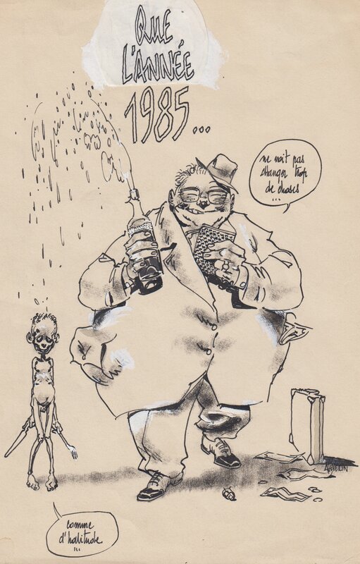 Bonne Année 1985 par Al Severin - Illustration originale