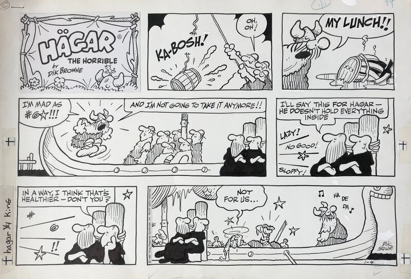 Hagar the horrible sunday strip by Browne - Planche originale