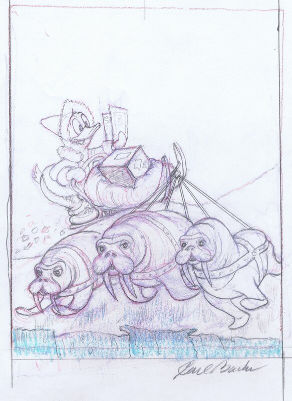 Carl Barks, Donald Duck and Uncle Scrooge: Somewhere in Nowhere - Preliminary cover - Comic Strip