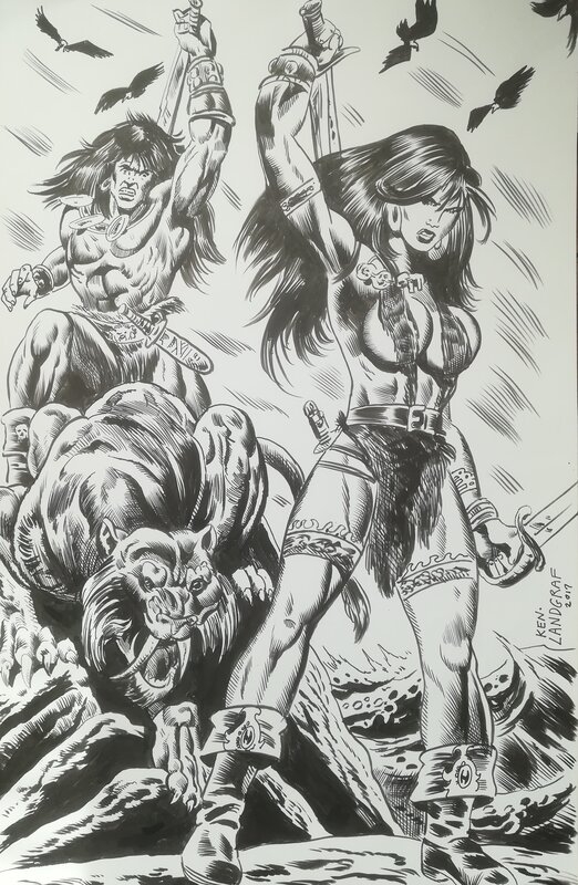 Conan et Belit par Ken Landgraf - Illustration originale