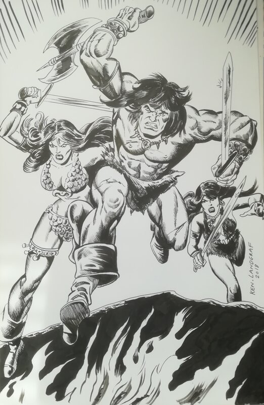 Ken Landgraf, Conan Sonja et Belit - Original Illustration