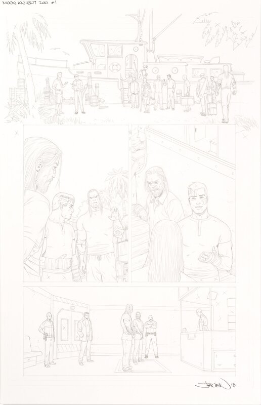 Jacen Burrows, Moon Knight #200 Page 1 - Planche originale